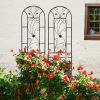 2 Pack Metal Garden Trellis 86.7" x 19.7" Rustproof Trellis for Climbing Plants Outdoor Flower Support Peacock Style Black