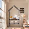 Metal Garden Arch with Bench Turned into Flower Stand W58.07*H97.24 Climbing Plants Support Rose Arch Outdoor Black