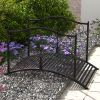 Outsunny Garden Bridge 4' Metal Arch with Scrollwork & Safety Rails Easy Assembly Black Bronze