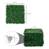 Outsunny Milan Artificial Grass 12-Piece Set, 19.75" x 19.75", Dark Green - Soft Feel & Drainage
