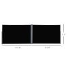 Outsunny Patio Retractable Double Side Awning, Folding Privacy Screen Fence, Garden Outdoor Sun Shade Wind Screen, Indoor Room Divider, Black