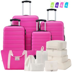 Hardshell Luggage Sets 4 pcs + Bag Spinner Suitcase with TSA Lock Lightweight-16"+20"+24"+28" Luggages (Color: as Pic)