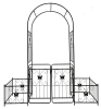 Metal Garden Arch with Gate 79.5'' Wide x 86.6'' High Climbing Plants Support Rose Arch Outdoor Black