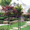 Metal Garden Arch with black powder coated 3.6ft Length x 1.47ft Width x 7.5ft Height Climbing Plants Support Arch Outdoor Black Garden Arbors